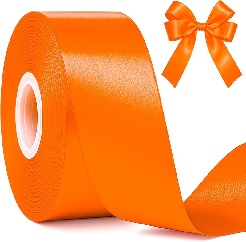 Fullive 1 1/2 Inch Fall Ribbon, 30 Yards Orange Ribbons for Gift Wrapping, Polyester Solid Satin Ribbon for Flower Bouquet for Birthday Thanksgiving Halloween Decorations DIY Bows Floral Arrangements - Image 1